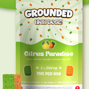 Grounded High Dose THC Edibles - 2000mg THC - Citrus Paradise (2 x 1000mg)